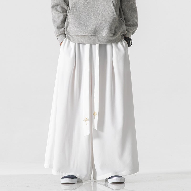 Cross-Border Summer Chinese Style Retro Linen-Like Casual Loose Wide-Leg Pants Hanfu Skirt Pants Song Pants Ancient Style Wide-Leg Pants for Men - Image 1