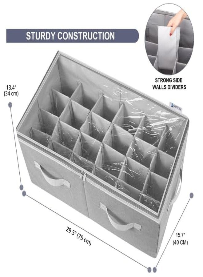 Moteph Shoe Organizer Closet Storage Solution with Clear Cover & Adjustable Dividers for Shoes, Handbags, Blankets, Linen, Clothing (Large - 24 Pairs, Grey) - Image 2