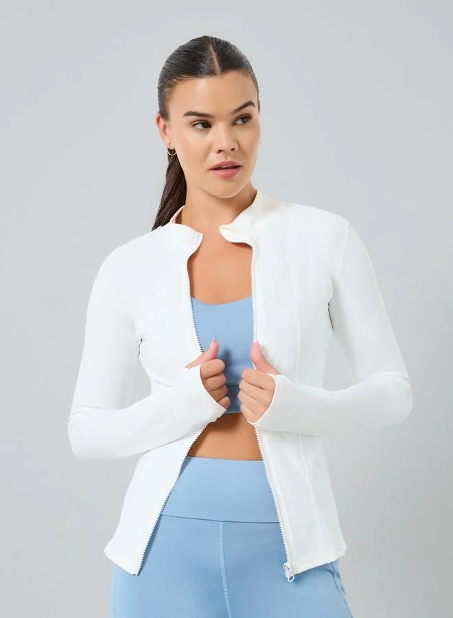 ستايلي اكتيف جاكيت بخياطة بارزة وفتحة للإبهام