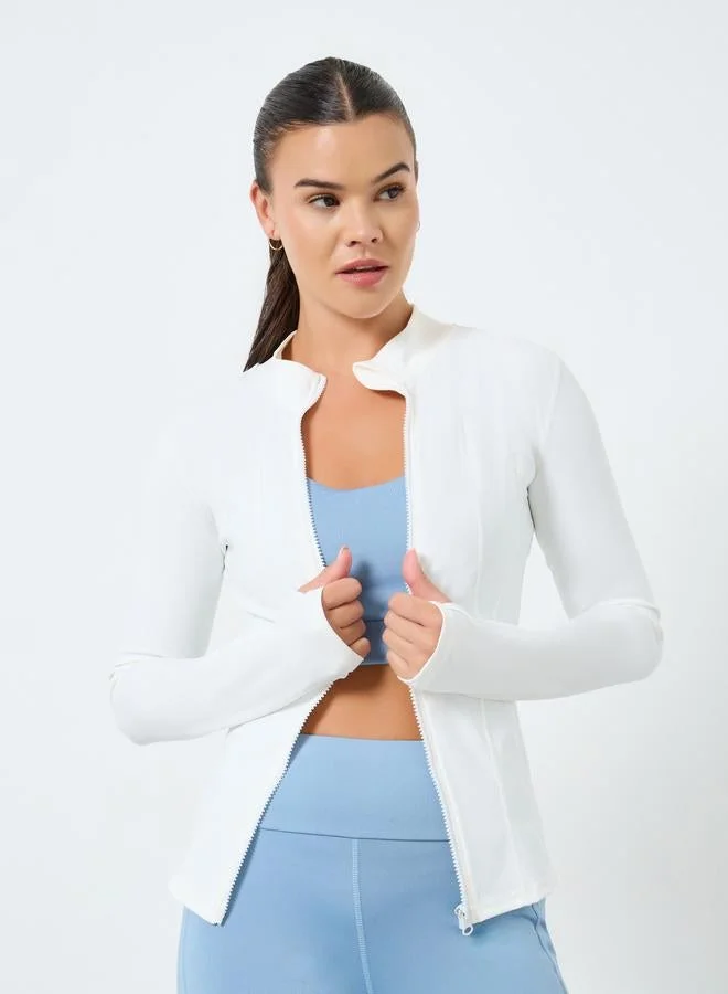Styli Active Broad Contour Stitch Thumbhole Detail Jacket