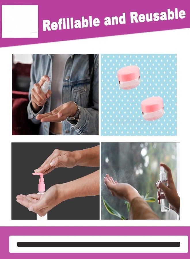 Brille Bee Travel Bottles for Toiletries (7pcs) - Refillable Empty Mini Containers with Pouch -Travelling Accessories & Essentials Kit Set for Shampoo, Cosmetics, and More. - Image 4