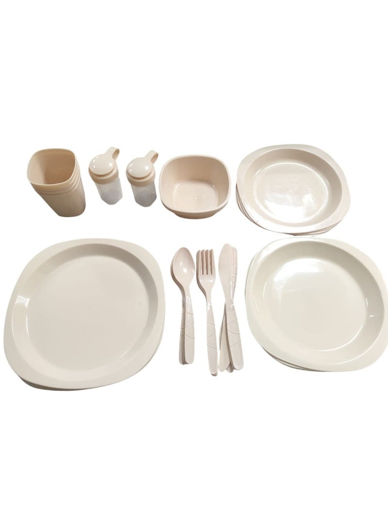 Spaceshoop 57 Pieces Set Portable Tableware Set Plastic Outdoor Picnic Camping Dinnerware Set For 6 Or More With Spoon Fork  Knife Cup  Container Sauce Cups Salt Shaker  Bowls Peeler Plates - Image 1