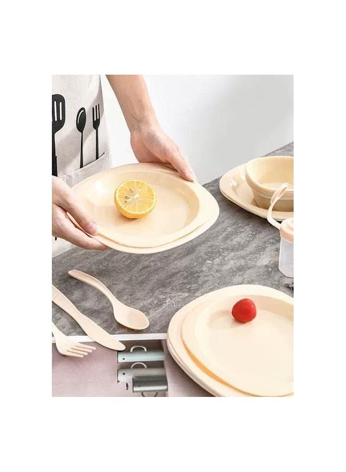 Spaceshoop 57 Pieces Set Portable Tableware Set Plastic Outdoor Picnic Camping Dinnerware Set For 6 Or More With Spoon Fork  Knife Cup  Container Sauce Cups Salt Shaker  Bowls Peeler Plates - Image 2