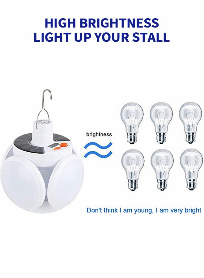 GROIC Solar Camping Light with LED Lantern with USB，Remote Control Portable Tent Lamp with Hanging Hook，Folding Football Bulbs Rechargeable Light with Cable for Camping, Outdoor, Tent, car - Image 3