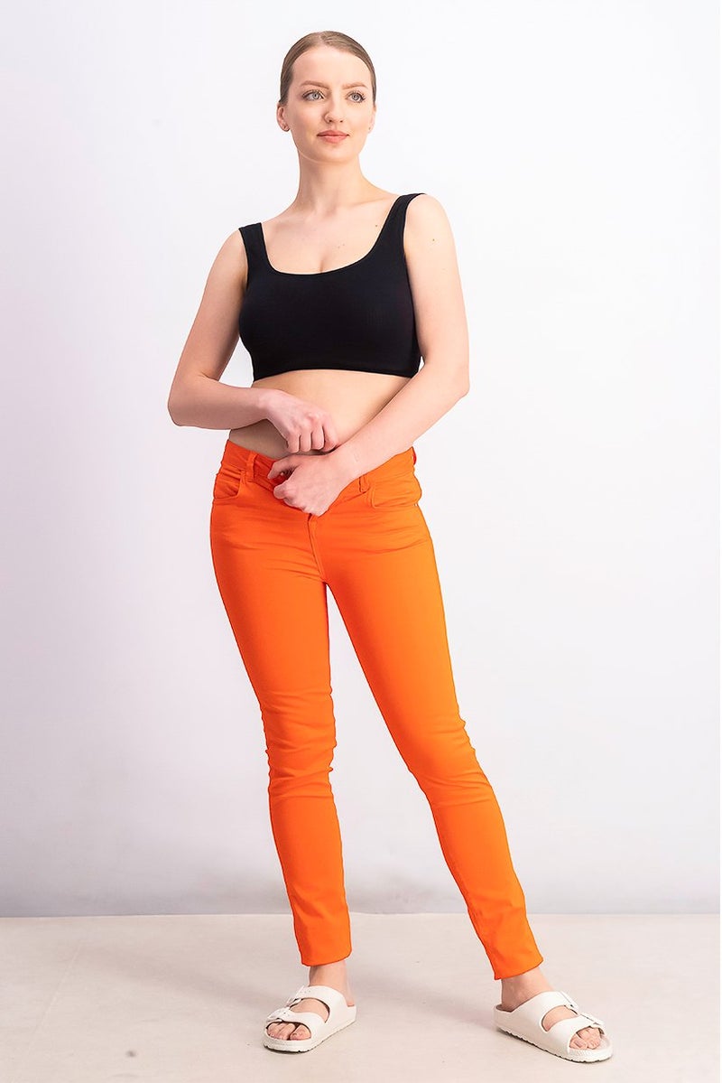 GUESS Marciano By Guess Women Regular Fit Mid Rise Solid Pants, Orange - Image 3