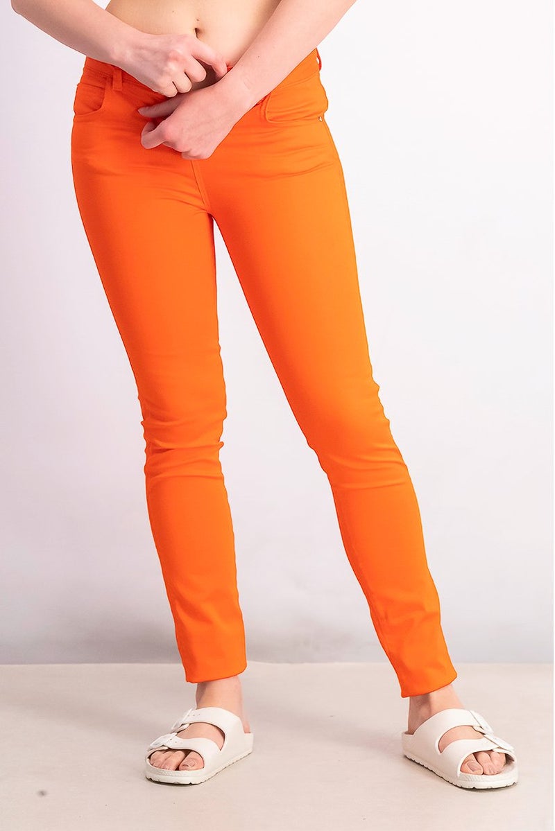 GUESS Marciano By Guess Women Regular Fit Mid Rise Solid Pants, Orange - Image 1