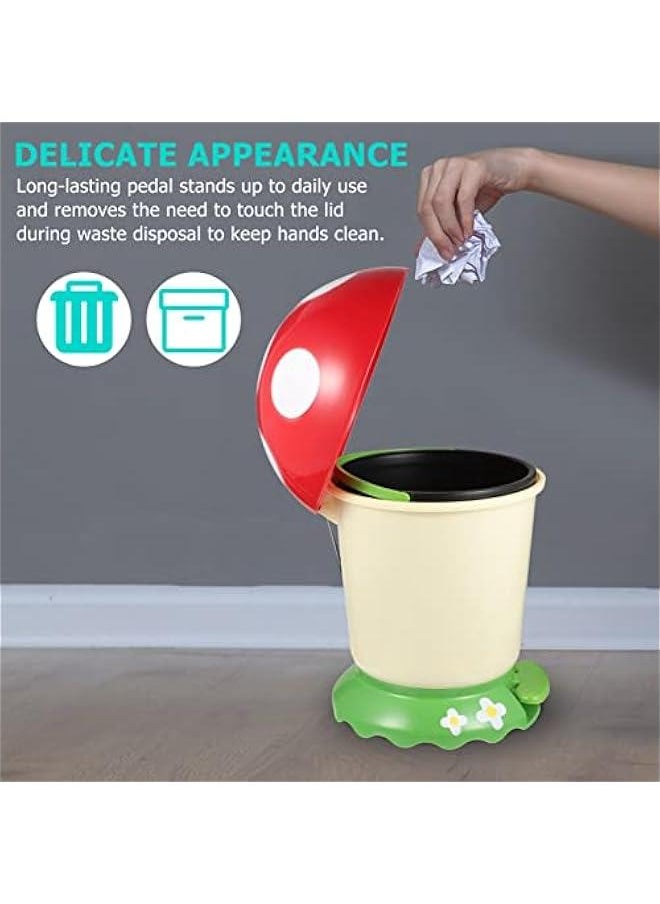 Generic - Mushroom Trash Can with Lid Foot Pedal Trash Can Small Trash Bins Wastebasket Garbage Container Bins Recycling Bin for Bathroom Vanity Desktop Table Nursery Room Decor - Image 1