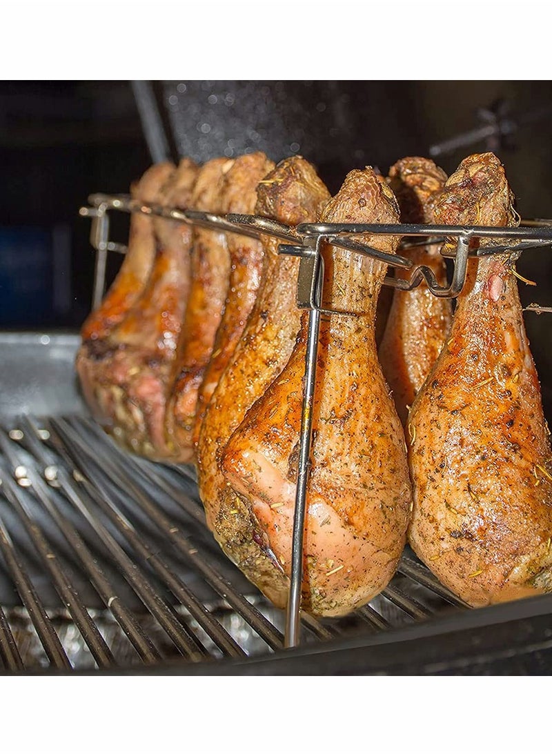 SYOSI - Chicken Leg and Wing Rack for Grill Smoker Oven Easy to Use 14 Slots Chicken Leg Rack High Grade Stainless Steel Chicken Wing Rack Chicken Drumstick Holder for Perfect Cook BBQ Picnic - Image 1