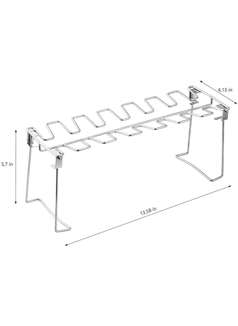 SYOSI - Chicken Leg and Wing Rack for Grill Smoker Oven Easy to Use 14 Slots Chicken Leg Rack High Grade Stainless Steel Chicken Wing Rack Chicken Drumstick Holder for Perfect Cook BBQ Picnic - Image 1