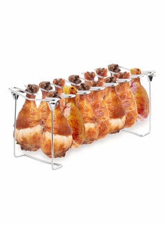 Chicken Leg and Wing Rack for Grill Smoker Oven Easy to Use 14 Slots Chicken Leg Rack High Grade Stainless Steel Chicken Wing Rack Chicken Drumstick Holder for Perfect Cook BBQ Picnic
