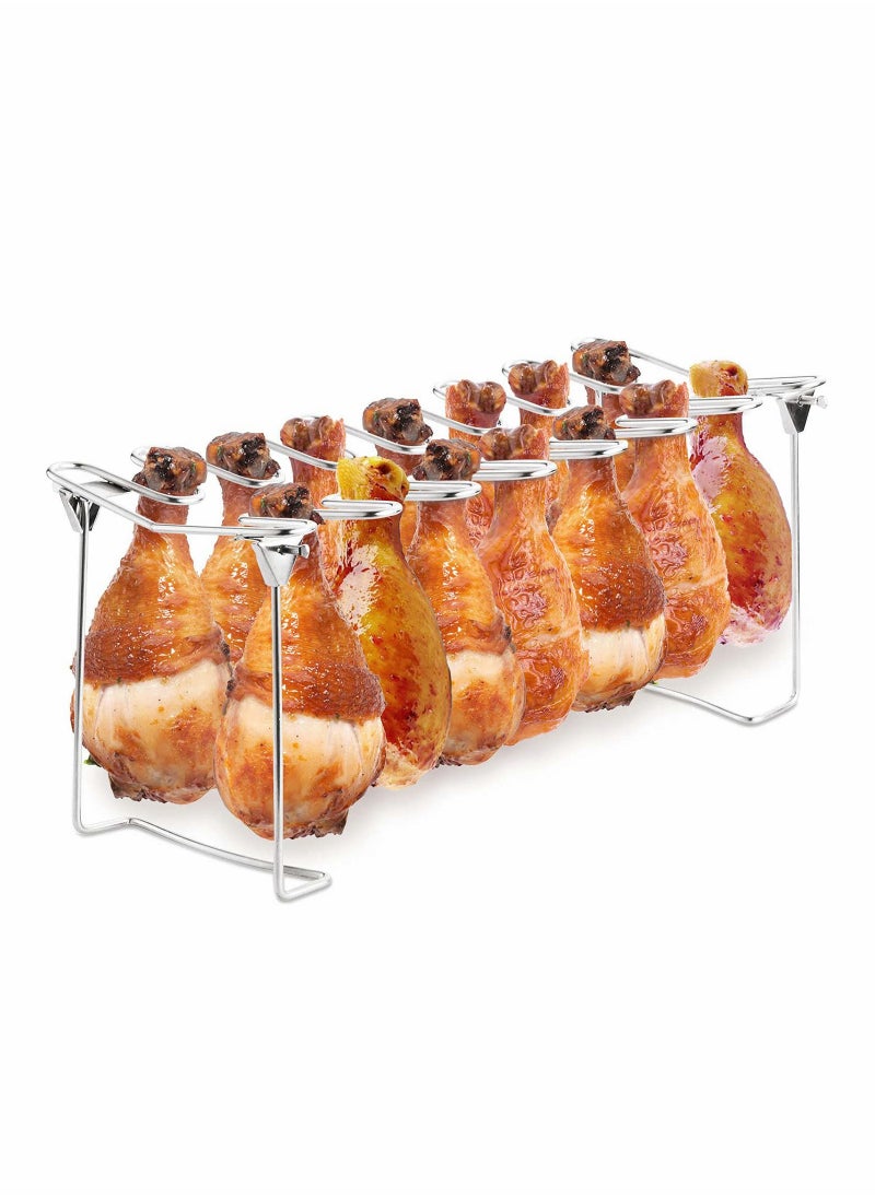 SYOSI - Chicken Leg and Wing Rack for Grill Smoker Oven Easy to Use 14 Slots Chicken Leg Rack High Grade Stainless Steel Chicken Wing Rack Chicken Drumstick Holder for Perfect Cook BBQ Picnic - Image 1