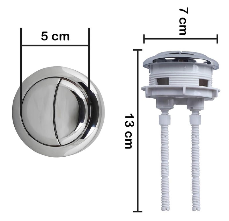 JAGGER صمام تدفق مزدوج بلاستيكي JAG346 للمرحاض، سيفون تدفق، صمام تعبئة مع مجموعة إصلاح المرحاض زر مطلي بالكروم للمرحاض المثبت مع خزان المرحاض (عالمي، 1) - Image 3