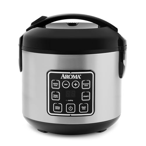 Aroma طباخ أرز رقمي AROMA، 4 أكواب (غير مطبوخة) / 8 أكواب (مطبوخة)، بخار، طباخ حبوب، طباخ متعدد الاستخدامات، 2 لتر، هيكل من الفولاذ المقاوم للصدأ، ARC-914SBD - Image 1