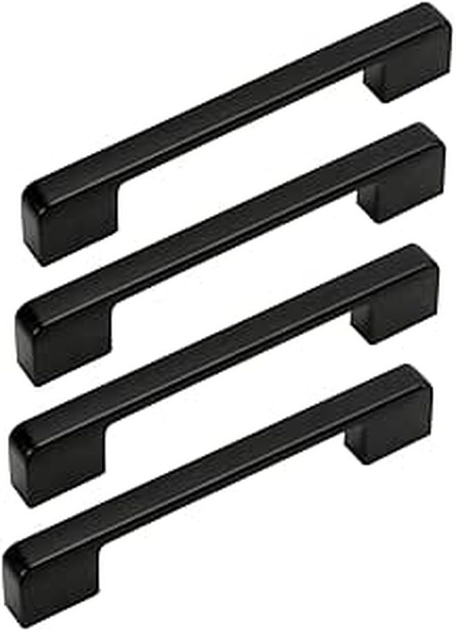 Matte Black Cabinet Door Handles Pulls 4Pcs Ergonomic Curve Easy Install - Image 1