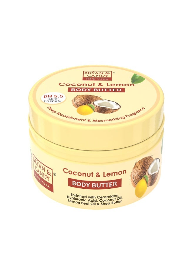 BRYAN & CANDY Coconut & Lemon Body Butter 100g |Ph5.5 Skin Friendly | 48hrs Moisturization | 100% Vegan - Image 1
