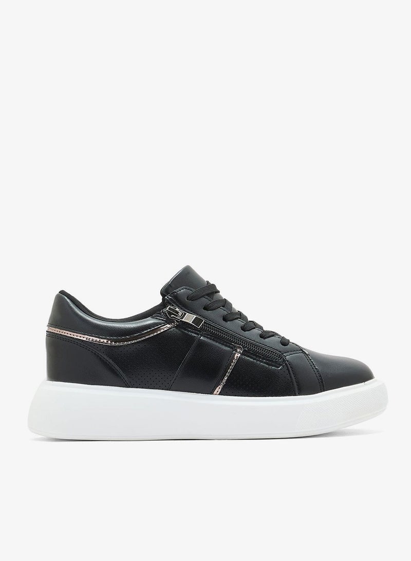 Ginger Metal Zip Detail Casual Sneakers - Image 1