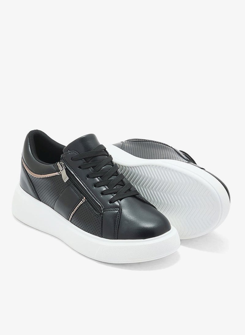 Ginger Metal Zip Detail Casual Sneakers - Image 3