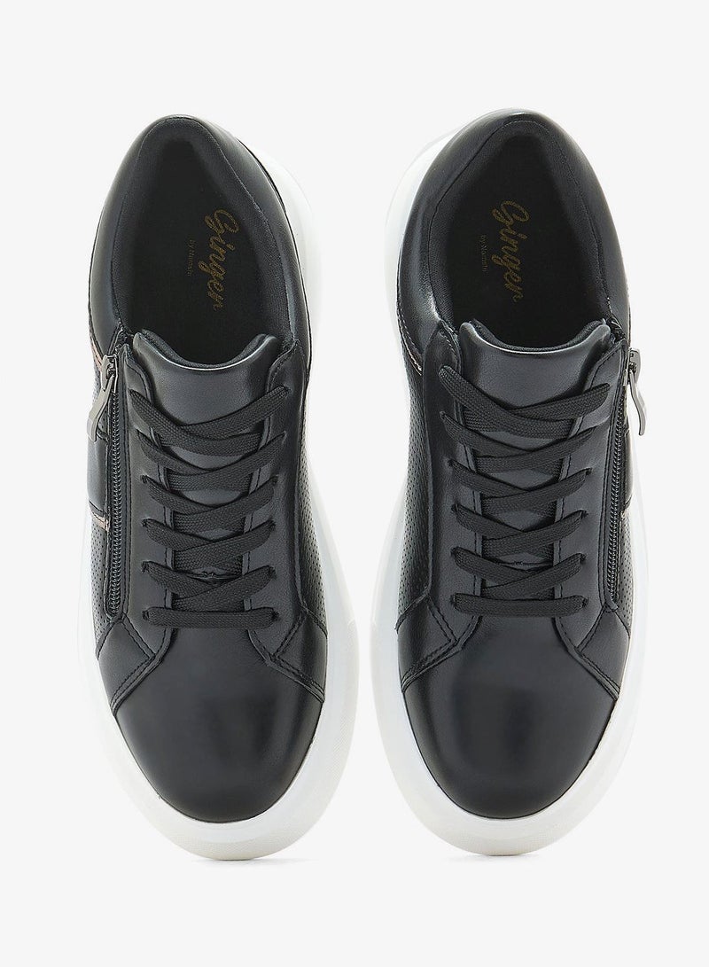 Ginger Metal Zip Detail Casual Sneakers - Image 4