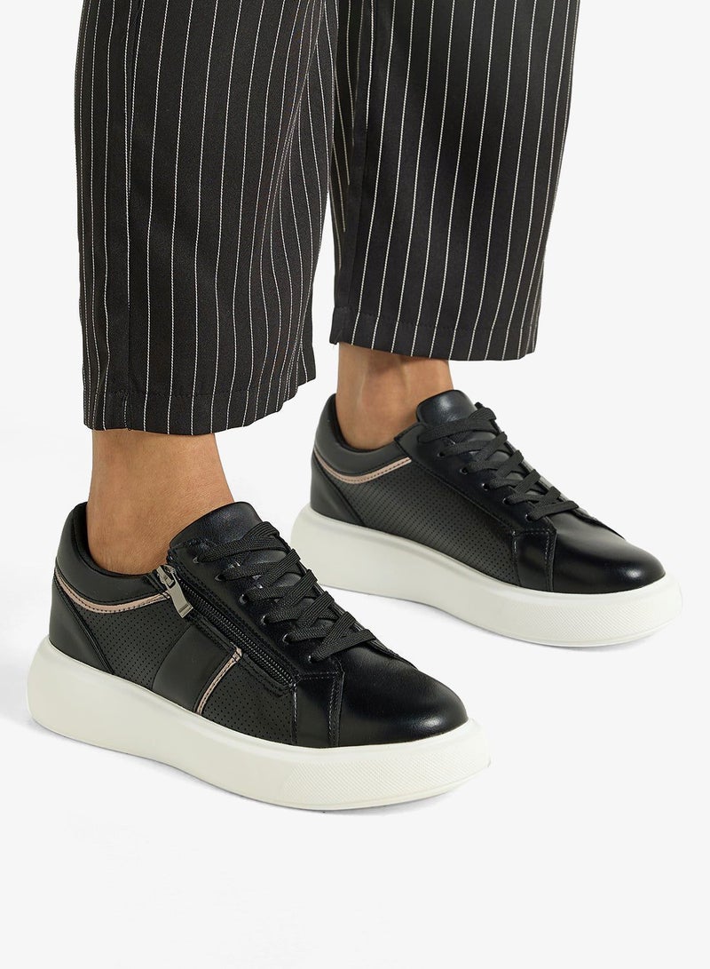 Ginger Metal Zip Detail Casual Sneakers - Image 5