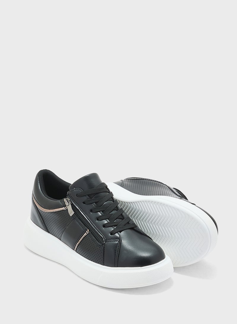 Ginger Metal Zip Detail Casual Sneakers  - Image 3