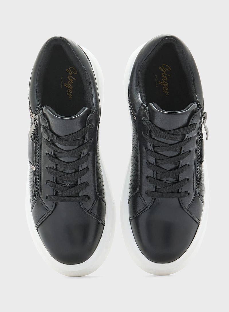 Ginger Metal Zip Detail Casual Sneakers  - Image 4