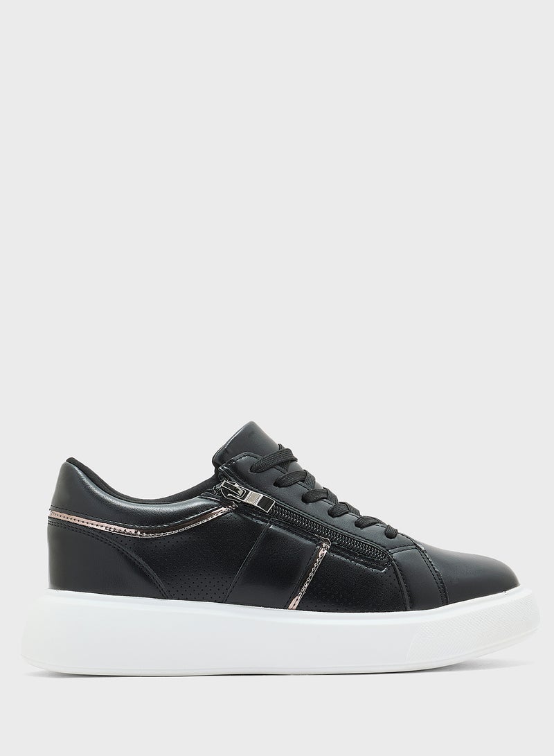 Ginger Metal Zip Detail Casual Sneakers  - Image 1
