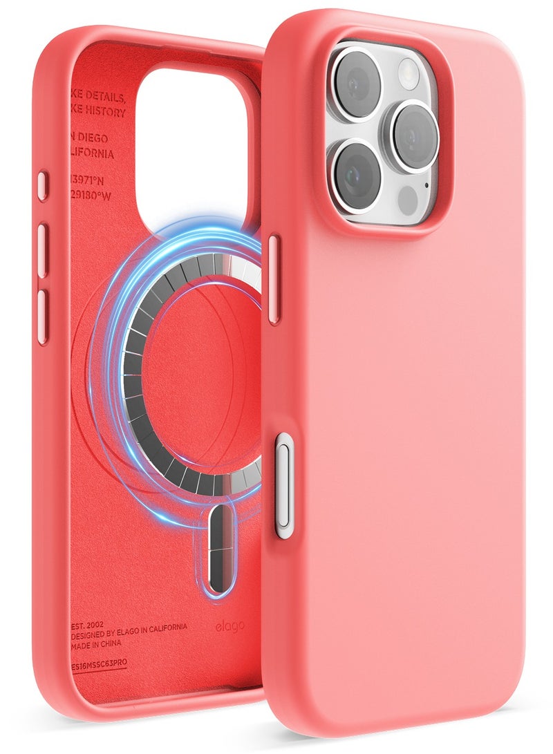 Elago Magnetic Liquid Silicone for iPhone 16 PRO Case Cover Compatible with MagSafe Shockproof - Pink