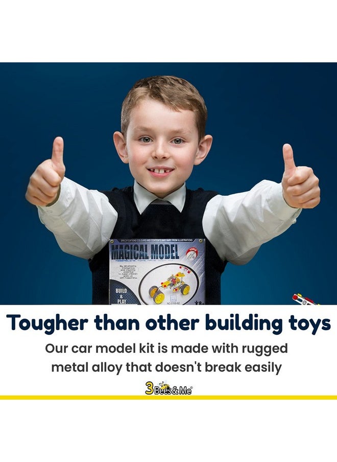 3 Bees & Me 3 Bees & Me STEM Car Building Erector Toy Kit | Educational Metal Project for Boys and Girls Aged 8-11 Years Old (Ages 6-7 with Help) Beginner Gift Set for STEM Learning and Junior Engineers  - Image 3