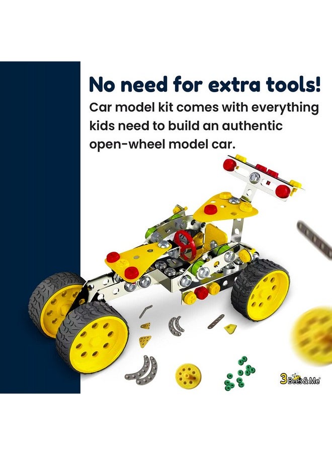 3 Bees & Me 3 Bees & Me STEM Car Building Erector Toy Kit | Educational Metal Project for Boys and Girls Aged 8-11 Years Old (Ages 6-7 with Help) Beginner Gift Set for STEM Learning and Junior Engineers  - Image 4