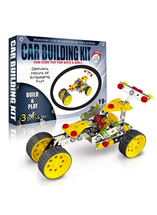 3 Bees & Me 3 Bees & Me STEM Car Building Erector Toy Kit | Educational Metal Project for Boys and Girls Aged 8-11 Years Old (Ages 6-7 with Help) Beginner Gift Set for STEM Learning and Junior Engineers  - Image 1