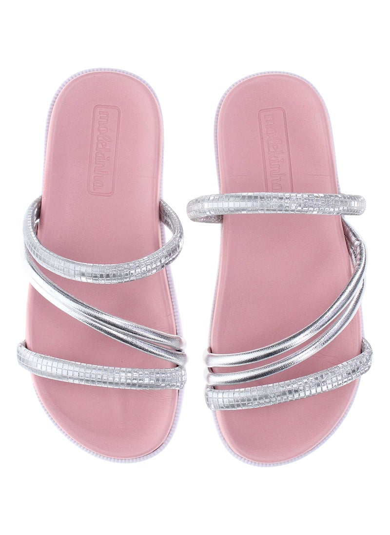 Molekinha Junior Girls Sandals Silver | Made In Brazil - Image 5