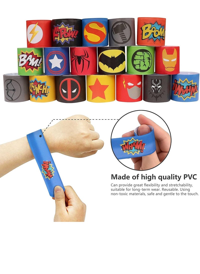 Generic - Superhero Slap Bracelet, 86PCS Superhero Birthday Party Supplies Favors for Kids Boys & Girls - 36PCS Superhero Slap Bracelet & 50PCS Superhero Stickers - Image 1