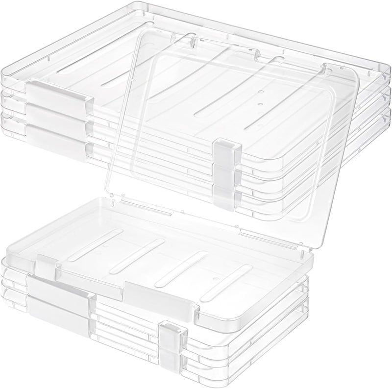 6 Pcs Portable Clear Plastic A4 A5 Document Storage Boxes, Multi-Purpose File Folder Organizers for Office, Craft, Art Supplies, Magazines, Project Files Holder (3 A4+3 A5) - Image 1