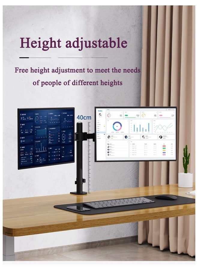 ماركة غير محددة حامل شاشة مزدوج، حامل مكتب، ذراع شاشة لشاشتين LCD LED حتى 27 بوصة، حامل شاشة قابل للتعديل بالكامل، حامل شاشة ألعاب مع مشبك وقاعدة تثبيت بمشبك وقاعدة تثبيت جروميت  - Image 5