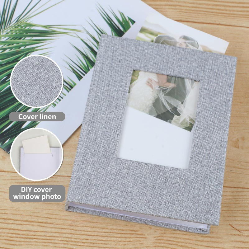 vivinin 2 Pack Photo Album 4x6, Linen Cover Photo Book, Small Photo Album Book for 36 Pockets Hold 72 Pictures, Picture Book for Photos Family Anniversaries Baby Vacationsï¼ˆgray) - Image 3