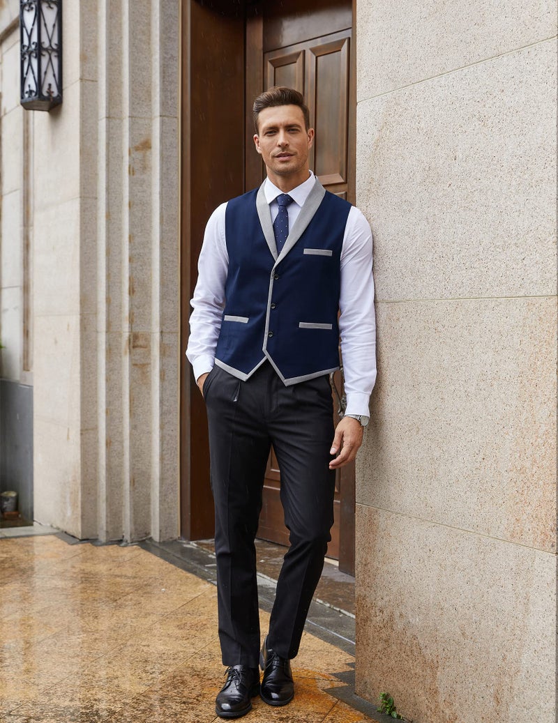 COOFANDY Men's Formal Jacket Suit Vest V-Neck Sleeveless Slim Fit Dress Vests Business Casual Wedding Waistcoat - Image 4