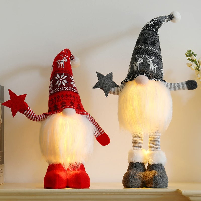 BWFY 2Pcs 248 Inch Large Size Lighted Standing Christmas Gnomes Decorations with Retractable Spring Legs - Image 2