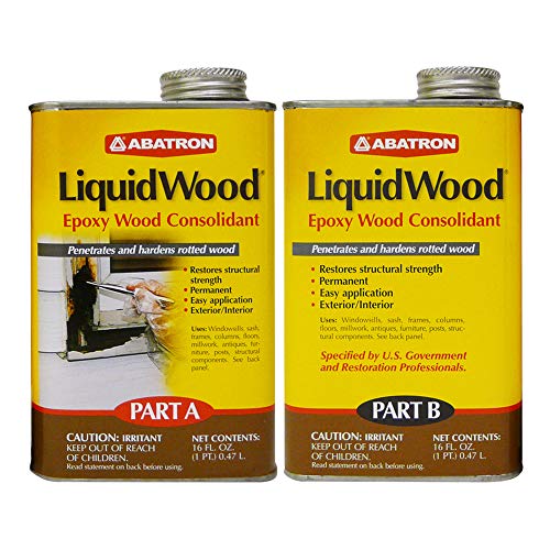 Abatron LiquidWood 2 Pint Kit – 2-Part Structural Epoxy Wood Hardener and Consolidant Resin. - Image 1