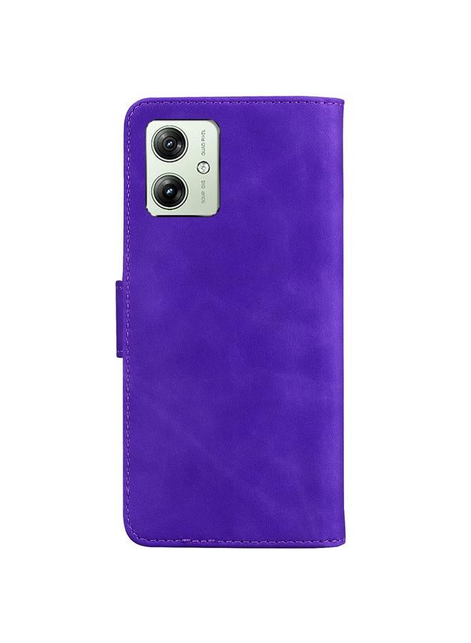S-TOP Case For Motorola Moto G54 Skin Feel Pure Color Flip Leather Phone Case - Image 3
