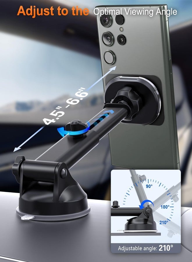volport Magnetic Phone Holder for Car, Industrial-Strength Suction Cup Phone Mount Windshield Dashboard, Strong Magnets Adjustable Phone Mount for Phone, Requires Metal Plate (3 Included) for Use - Image 4