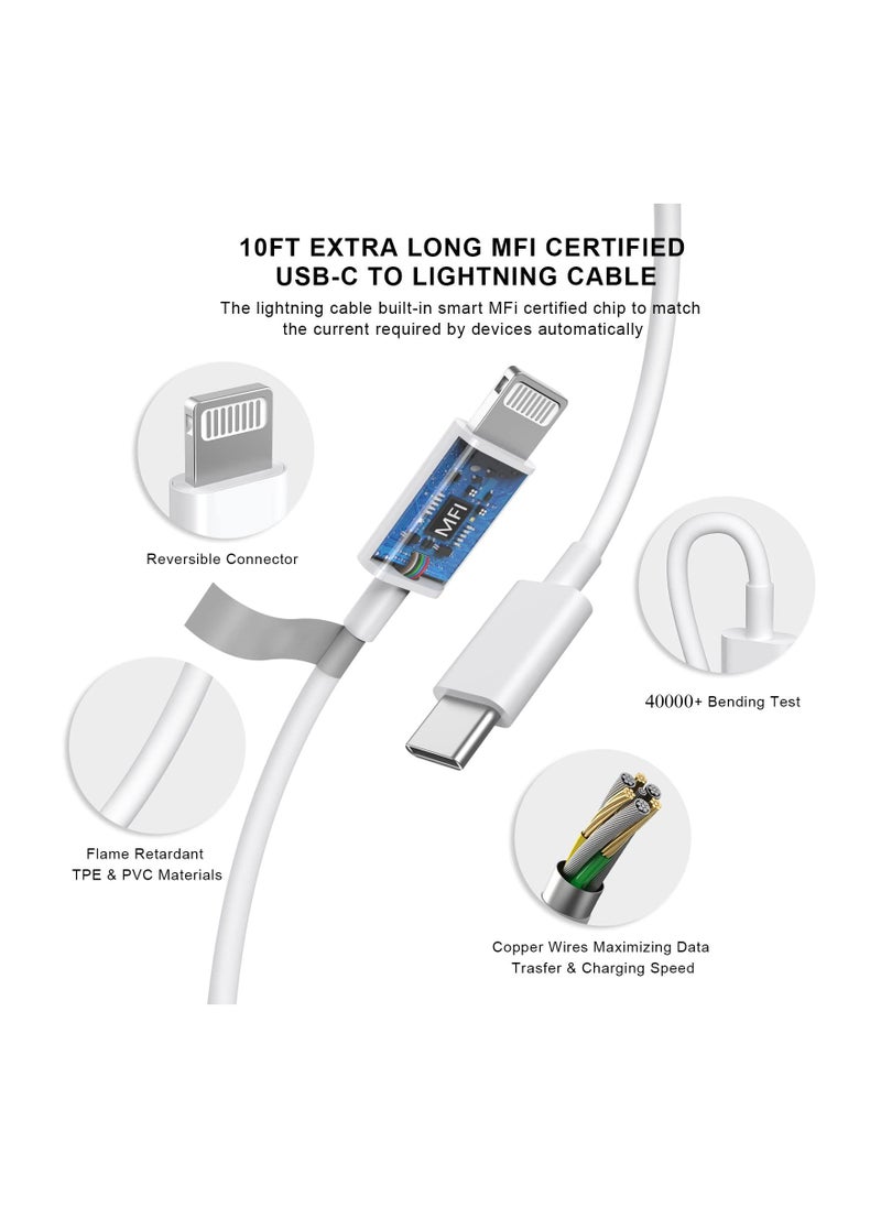 سانموجيد - كابل USB C إلى كابل لايتنينغ، كابل شاحن آيفون 100 سم معتمد من MFi لمزامنة بيانات آيفون سريع الشاحن لآيفون 13 12 11 برو ماكس ميني XS برو ماكس XR XR X 8 بلس ماك بوك - Image 1