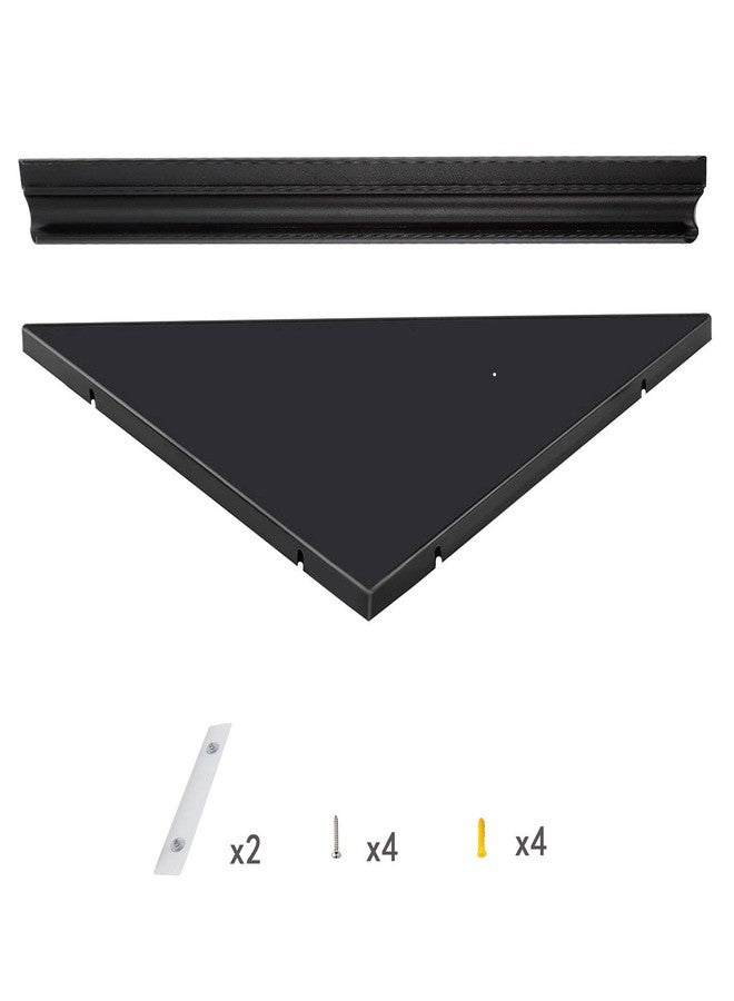 evron Wall Mount Corner Shelf,Easy to Install Metal Front Floating Corner Shelves with Self-Adhesive Tapes Frosting Pattern Right-Angled(Black 1 Pack) - Image 4