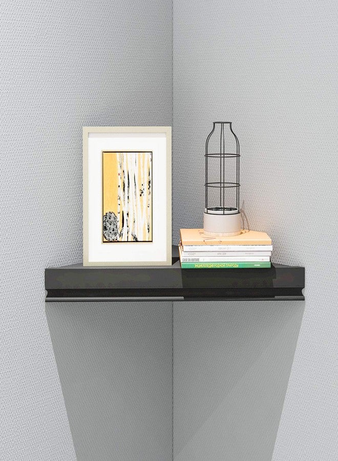 evron Wall Mount Corner Shelf,Easy to Install Metal Front Floating Corner Shelves with Self-Adhesive Tapes Frosting Pattern Right-Angled(Black 1 Pack) - Image 3