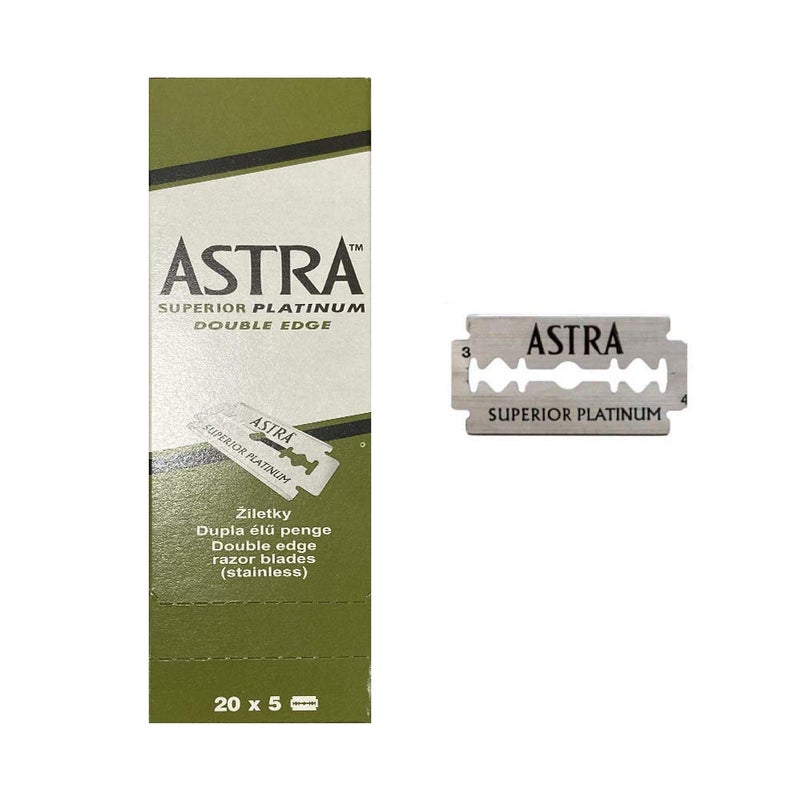 Astra Superior Platinum Double Edge (DE) Razorblade - 100 Blades - Image 1