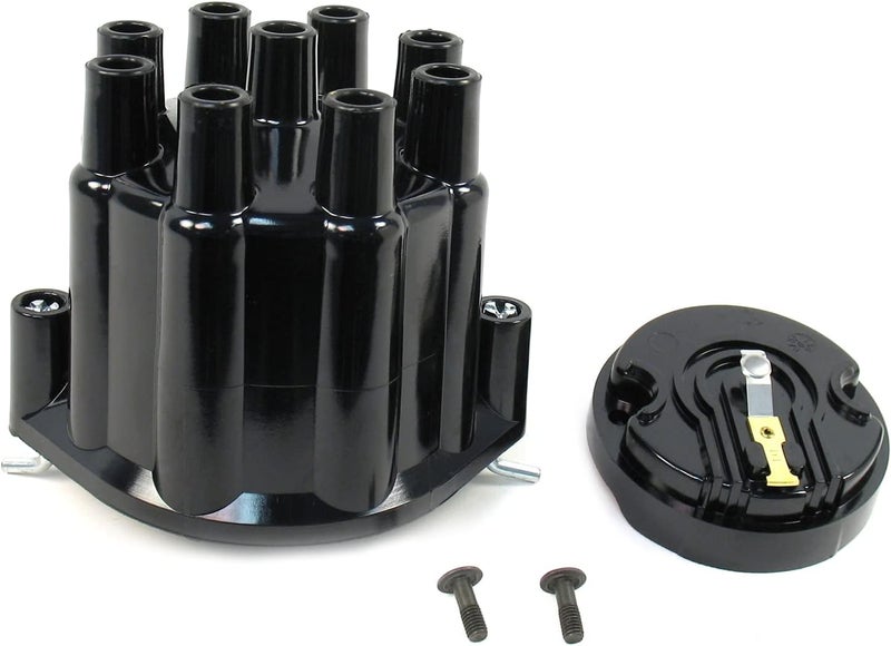 D600700 Flame-Thrower Billet Electronic Ignition Distributor Cap and Rotor Kit, 8 Cylinder Engine, Black