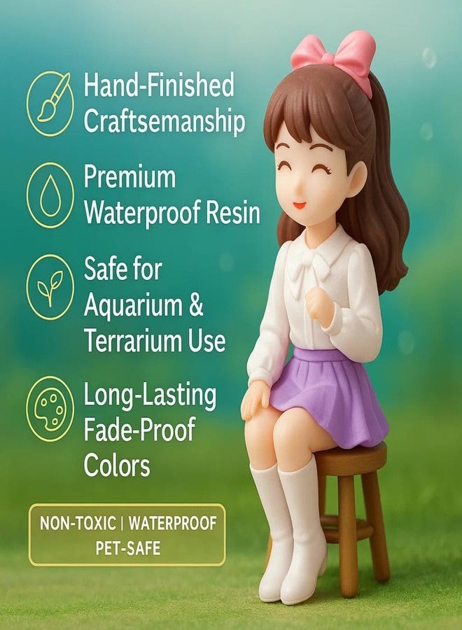 VAYINATO 2 PCS Cute Miniature Girl Figurine for Aquarium, Terrarium & Home Decor | Waterproof Resin, Hand-Painted, Fade-Proof | Safe for Fish Tanks, Indoor Plants, Table Décor - Image 4