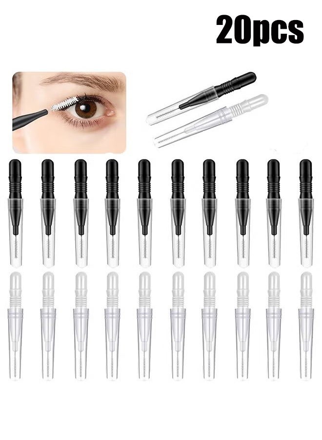 YJ 20Pcs Micro Eyebrow Brush with Cap, Brow Lamination Brush Spoolies for Eyebrow Eyelash Brow Brush Lash Filler, Eyebrow Lash Lift And Tint Tools for Brows and Lashes Comb Extensions - Image 1