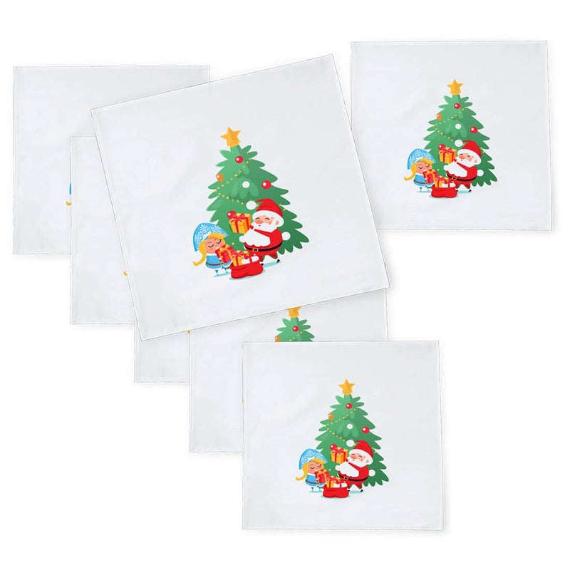Khakee 6 Pcs Christmas Theme Silk Table Napkins 10x 10 for Xmas Decoration Christmas OrnamentsChristmas Giftxmas21191 - Image 1