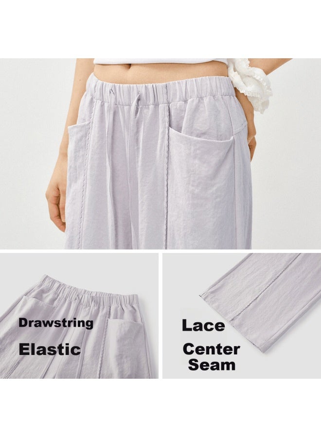 Semir Women's Casual Spring Lace Trim Textured Loose Wide-leg Pants Milk Puff Pants 109126127003 - Image 2