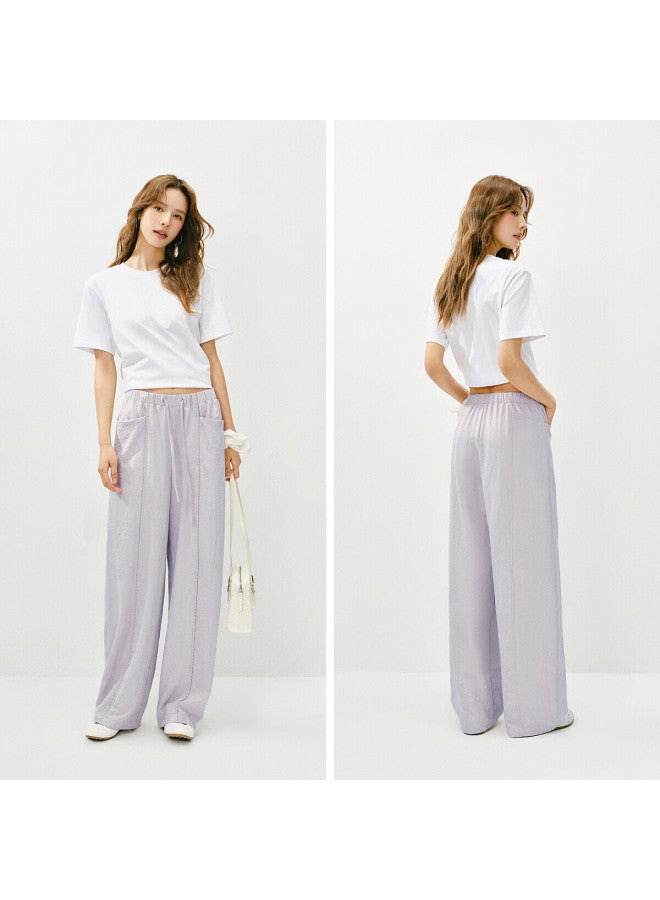 Semir Women's Casual Spring Lace Trim Textured Loose Wide-leg Pants Milk Puff Pants 109126127003 - Image 3
